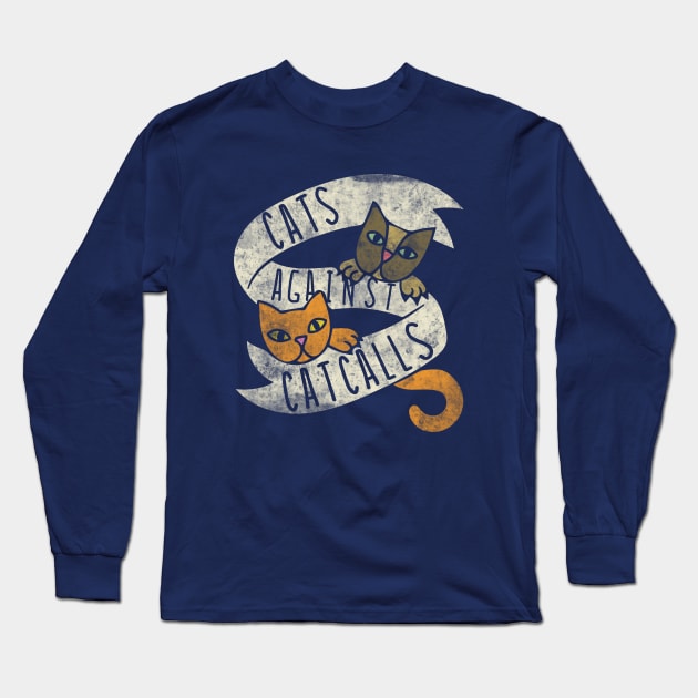 Vintage cats against catcalls Long Sleeve T-Shirt by bubbsnugg